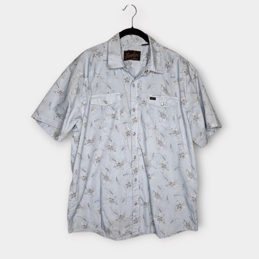 Howler Bros H Bar B Snapshirt Western Wheat Grass Print Cotton Men's Lg